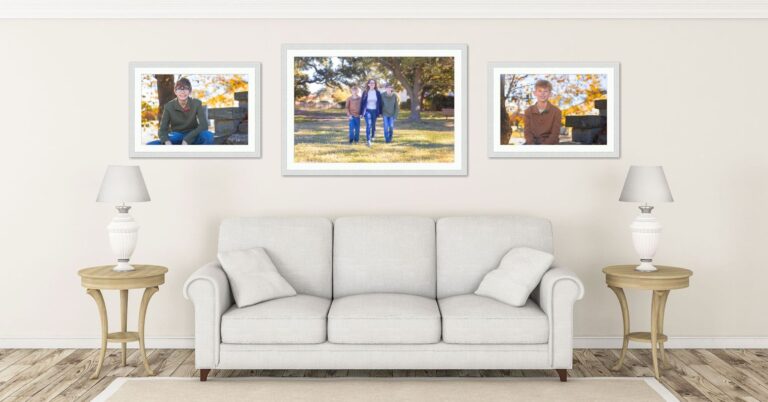 living room with 3 images